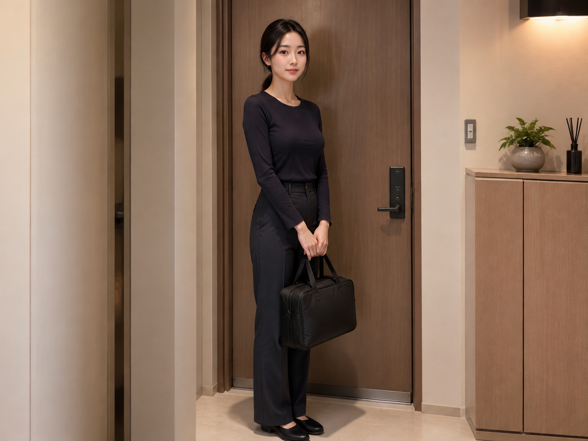 서울 홍대 방문 홈케어 일정을 준비하는 젊은 성인 한국 여성 관리사